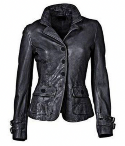 TS | Black leather jacket with fit