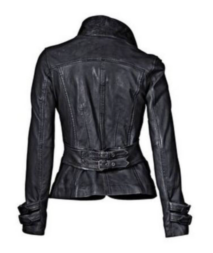 TS | Black leather jacket with fit