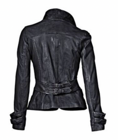 TS | Black leather jacket with fit