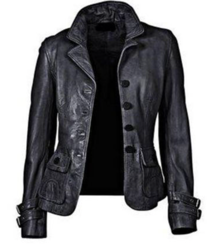 TS | Black leather jacket with fit