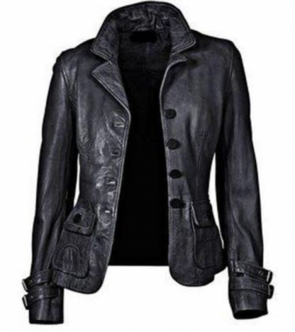 TS | Black leather jacket with fit