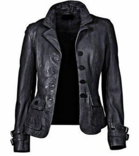 TS | Black leather jacket with fit