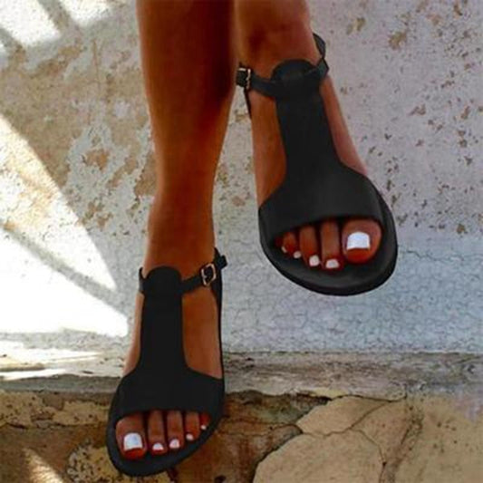 LD | Womens Klassieke Zachte Gesp Platte Sandalen
