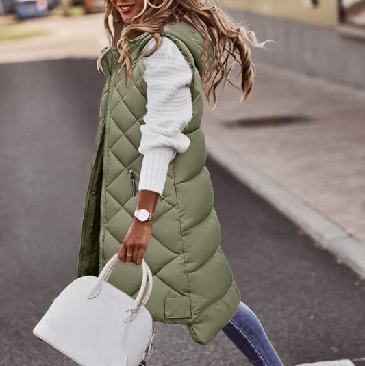 LD | Lang sweatshirt met capuchon in pufferstijl voor dames