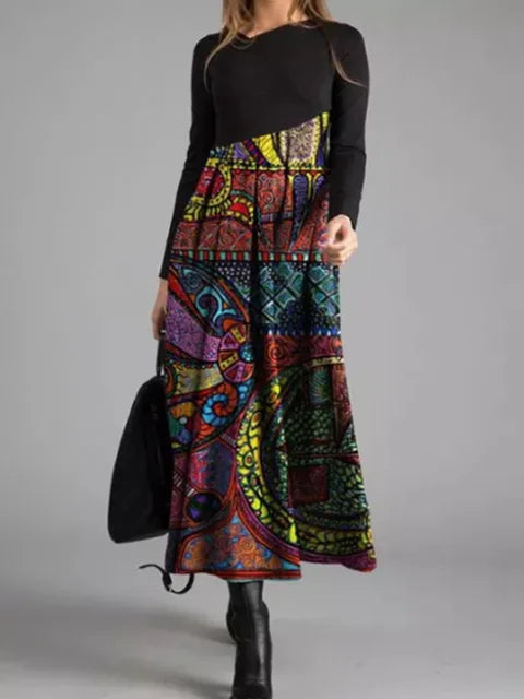 TS | Geometric patchwork maxi dress
