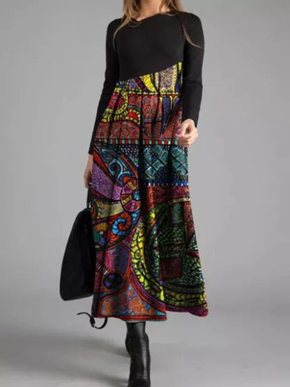 TS | Geometric patchwork maxi dress