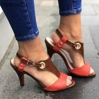 LD | Dames Sandalen Peep Toe Platform Blokhakken