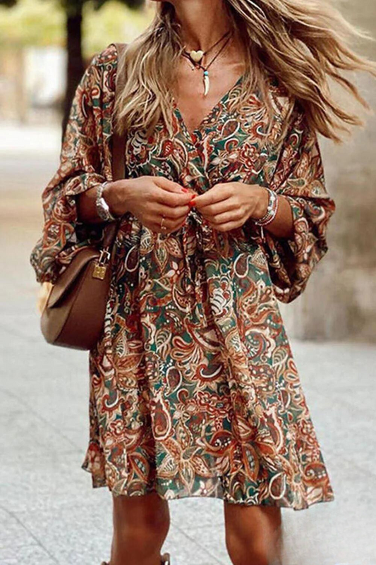 LM | Jobyna Floral mini dress with V-neckline