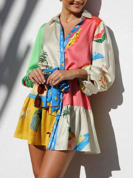 LM | Printed mini dress multicolored