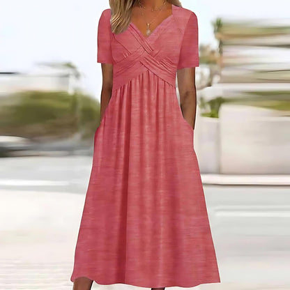 LM | Elegant midi dress with belly cover