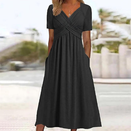 LM | Elegant midi dress with belly cover