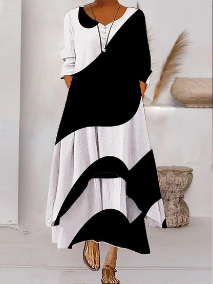 TS | Long sleeve maxi dress - button neckline