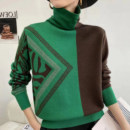LD | Chique trui met schildpadhals en geometrisch patroon