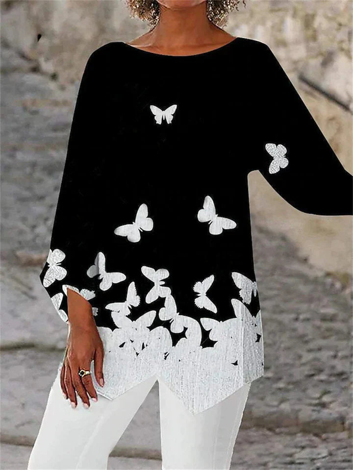 LD | Stijlvolle blouse met geometrische print en lange mouwen