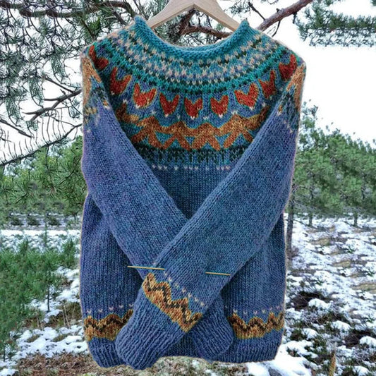 TS | Hand-knitted sweater with Nordic pattern