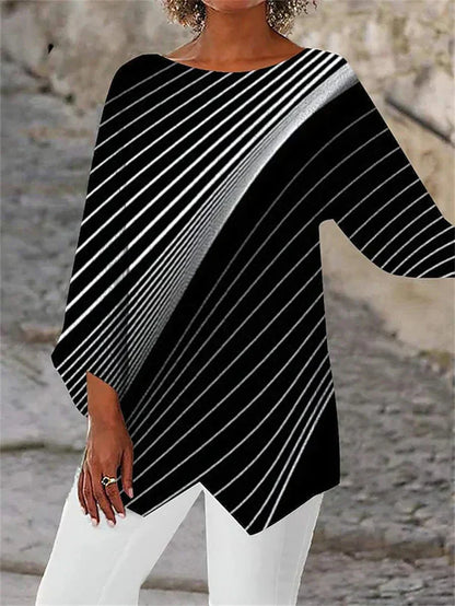 LD | Stijlvolle blouse met geometrische print en lange mouwen