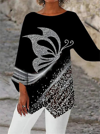 LD | Stijlvolle blouse met geometrische print en lange mouwen
