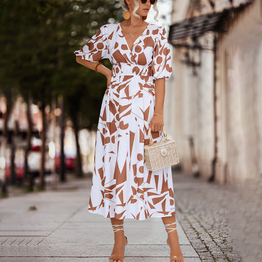 LM | Casual midi dress with V-neckline