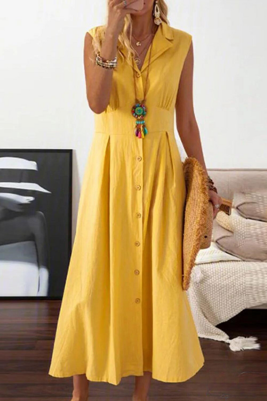 LM | sleeveless midi dress with concealed buttons