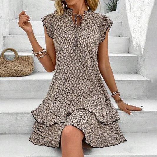 LM | Mini dress sleeveless retro brown