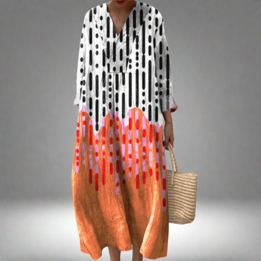 LD | Abstracte maxi jurk met druppelprint