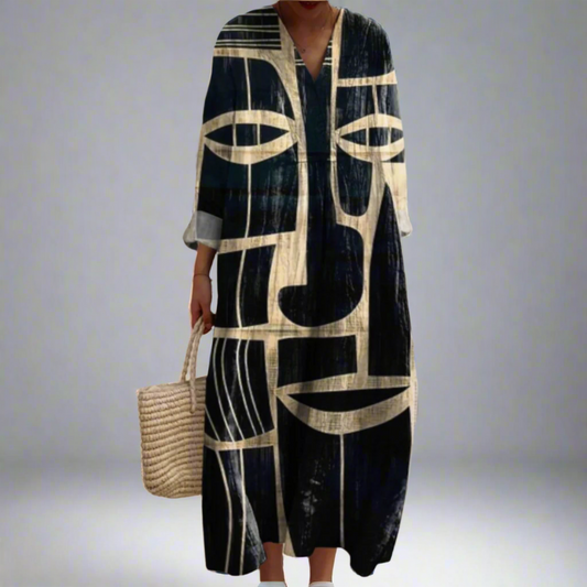 LD | Tribal-geïnspireerde artistieke midi-jurk