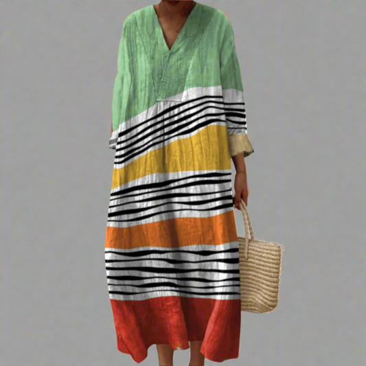 LD | kuststrepen Maxi casual jurk