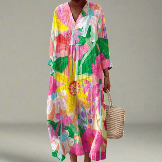 LD | Watercolor Bloom Breezy maxi jurk