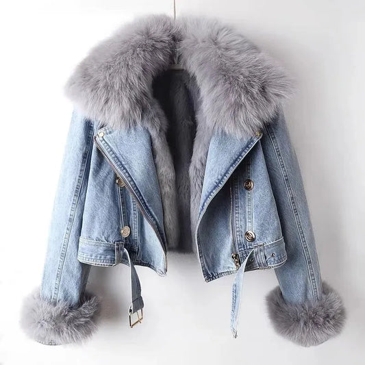 LD | Luxueus denim jack van imitatiebont