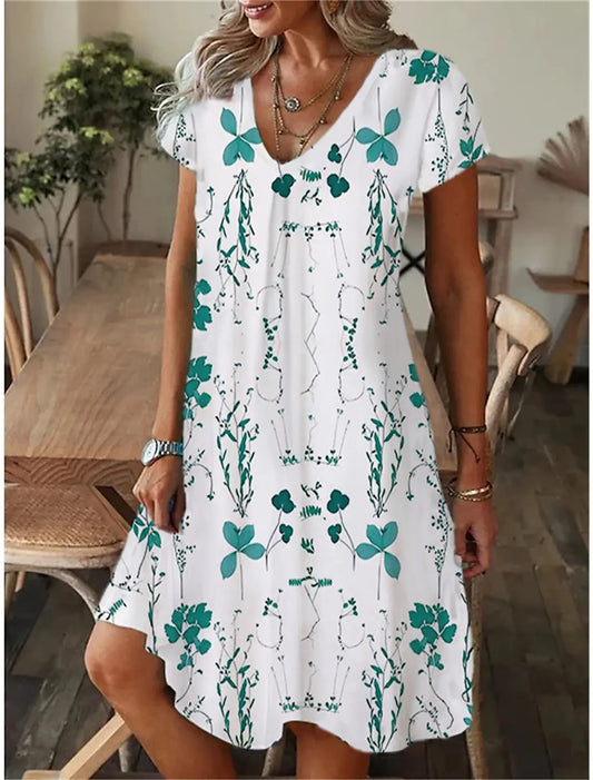 LM | Women's Casual Loose Fitting Short Sleeve Dress T-Shirt Style Mini Dresses Summer Casual Loose Dress Vestidos