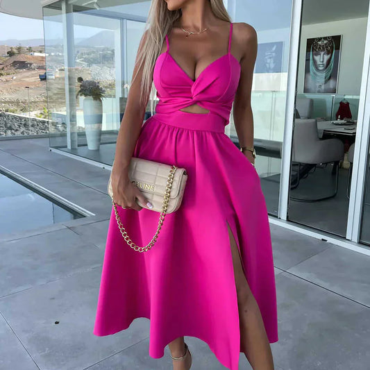 LM | Midi dress with cut-out side pockets and slits