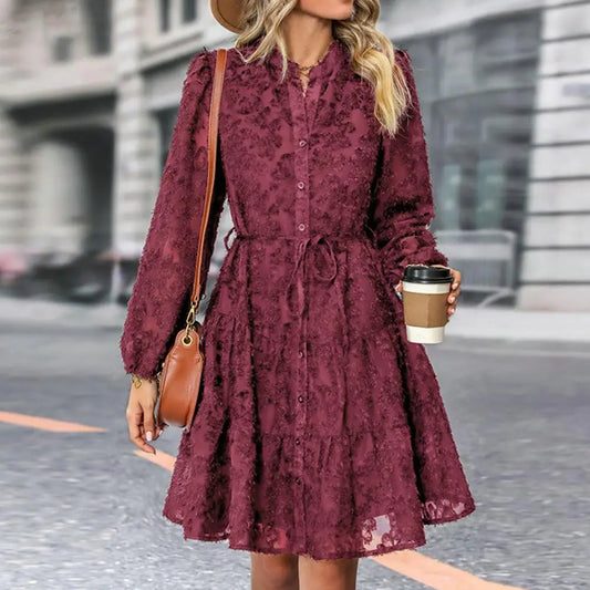 LM | Elegant A-line lace midi dress