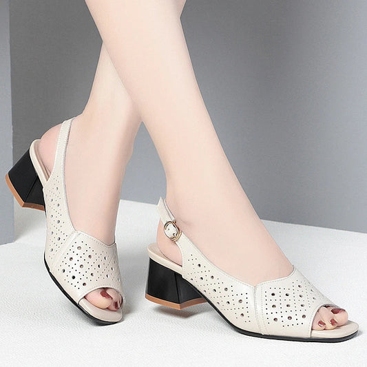 LD | Fishmouth Echt Leer Vrouwen Sandalen