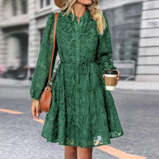 LM | Elegant A-line lace midi dress