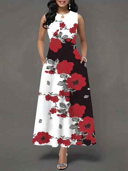 LM | New Casual Sleeveless Long Dress Women Printed Bohemian Retro Maxi Dresses