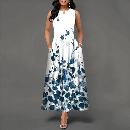 LM | New Casual Sleeveless Long Dress Women Printed Bohemian Retro Maxi Dresses