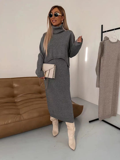 LM | Set of long dress and elegant turtleneck sweater