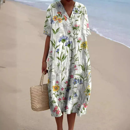 LD Midi-jurk met bohemien bloemenpatroon