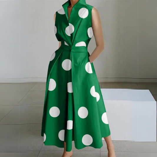 LM | Sleeveless polka dot midi dress