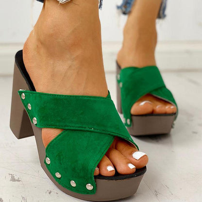 LD | blokhak sandalen Peep Toe