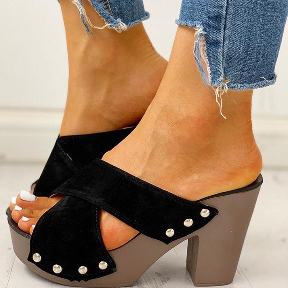 LD | blokhak sandalen Peep Toe