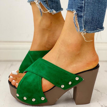 LD | blokhak sandalen Peep Toe