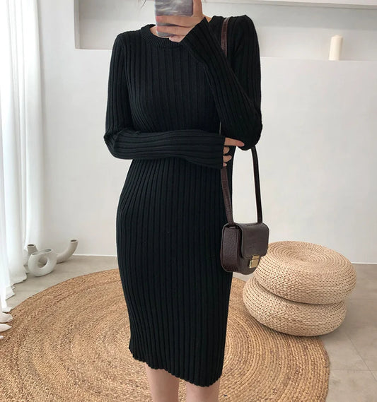 LM | Two-piece dress with slit knitted sweater