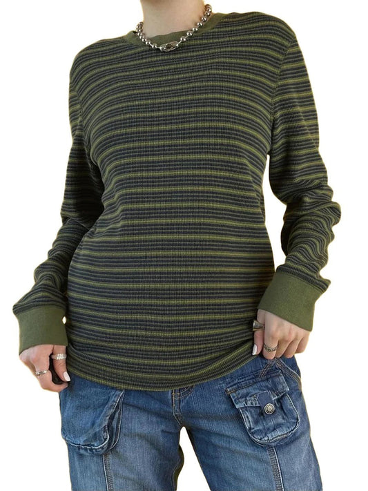 LD | MW - Gestreept shirt met lange mouwen en ronde hals