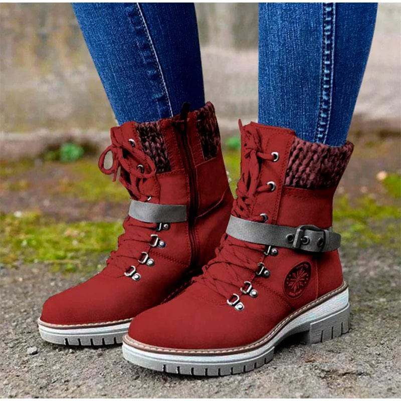 LM | Zipper boots with leather straps and buckles for the ankle