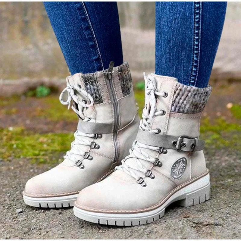 LM | Zipper boots with leather straps and buckles for the ankle