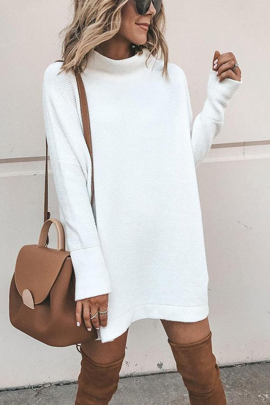 LM | Casual sweater dress with stand-up collar