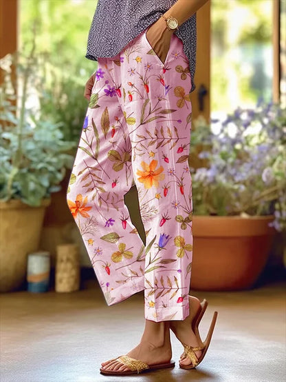 TS | Women's Floral Design Loose Bag Patchwork Casual Pants