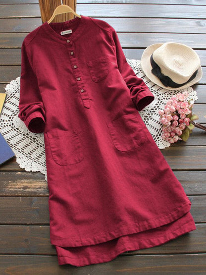 LM | Long-sleeved mini dresses with buttons