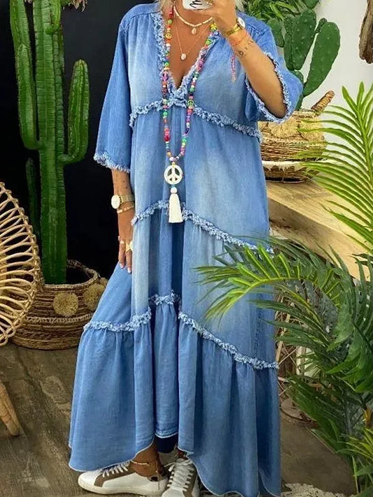 LD | Maxi-jurk met V-hals